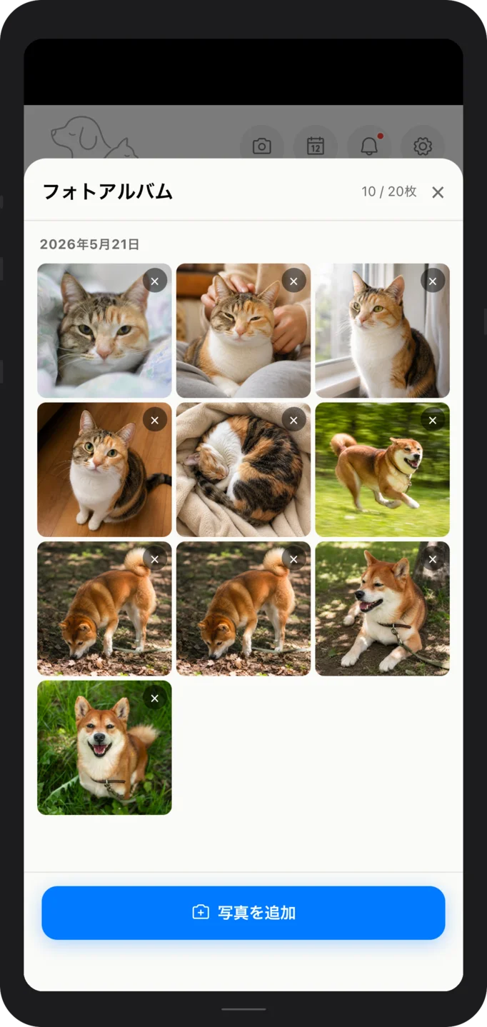 フォトアルバム画面